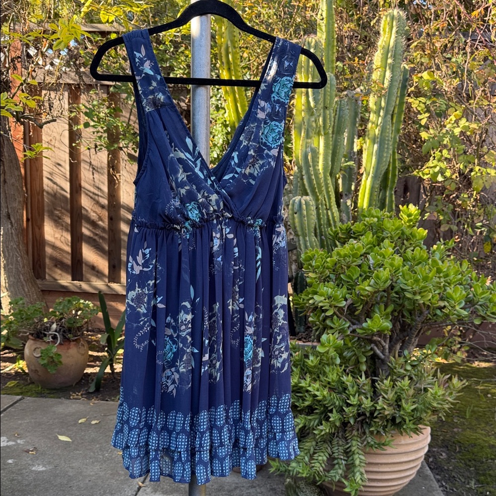 Free People Navy Floral Mini Dress